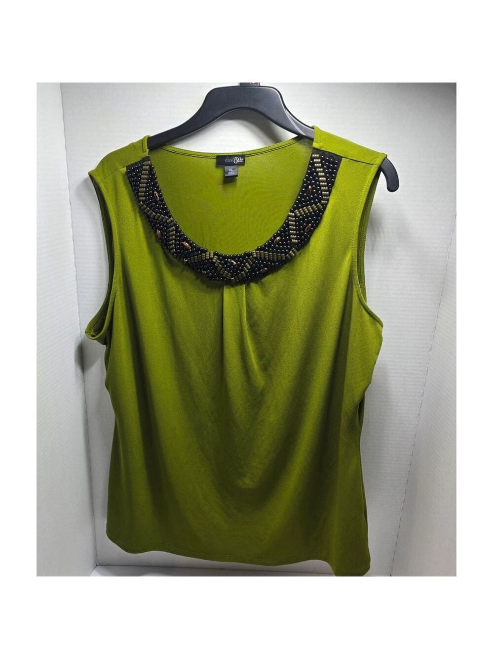 East 5th women's tank top green wooden beads XL
